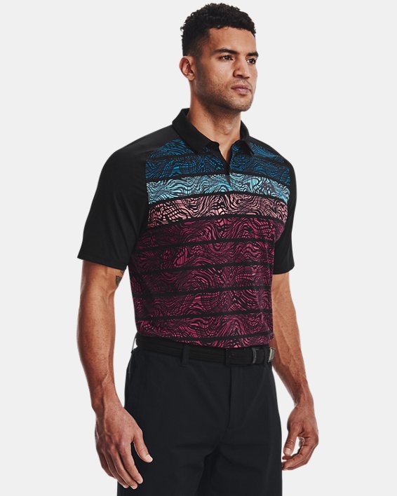 Men's UA Iso-Chill Psych Stripe Polo, Black, pdpMainDesktop image number 0